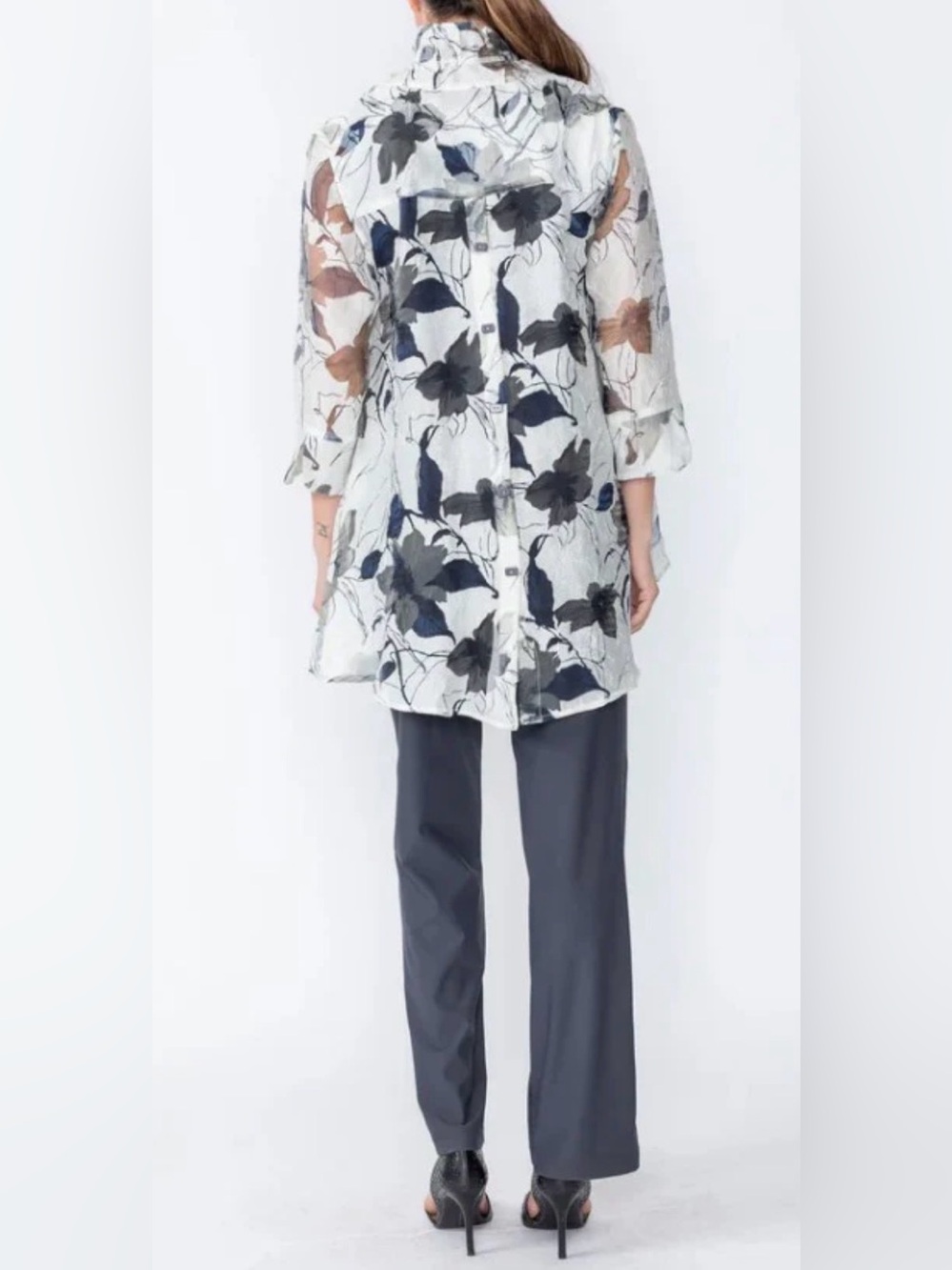 IC Collection Burnout Floral Top. Size Large - Picture 2 of 7